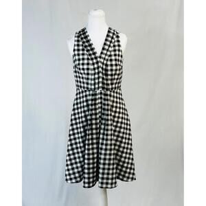 Ann Taylor Sz 2P Gingham Sleeveless Fit‎ Flare Dress Petite Western Coastal
